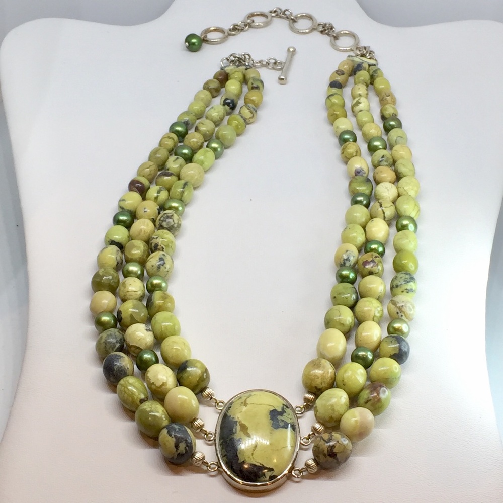 CGI Sterling Green Jasper Necklace